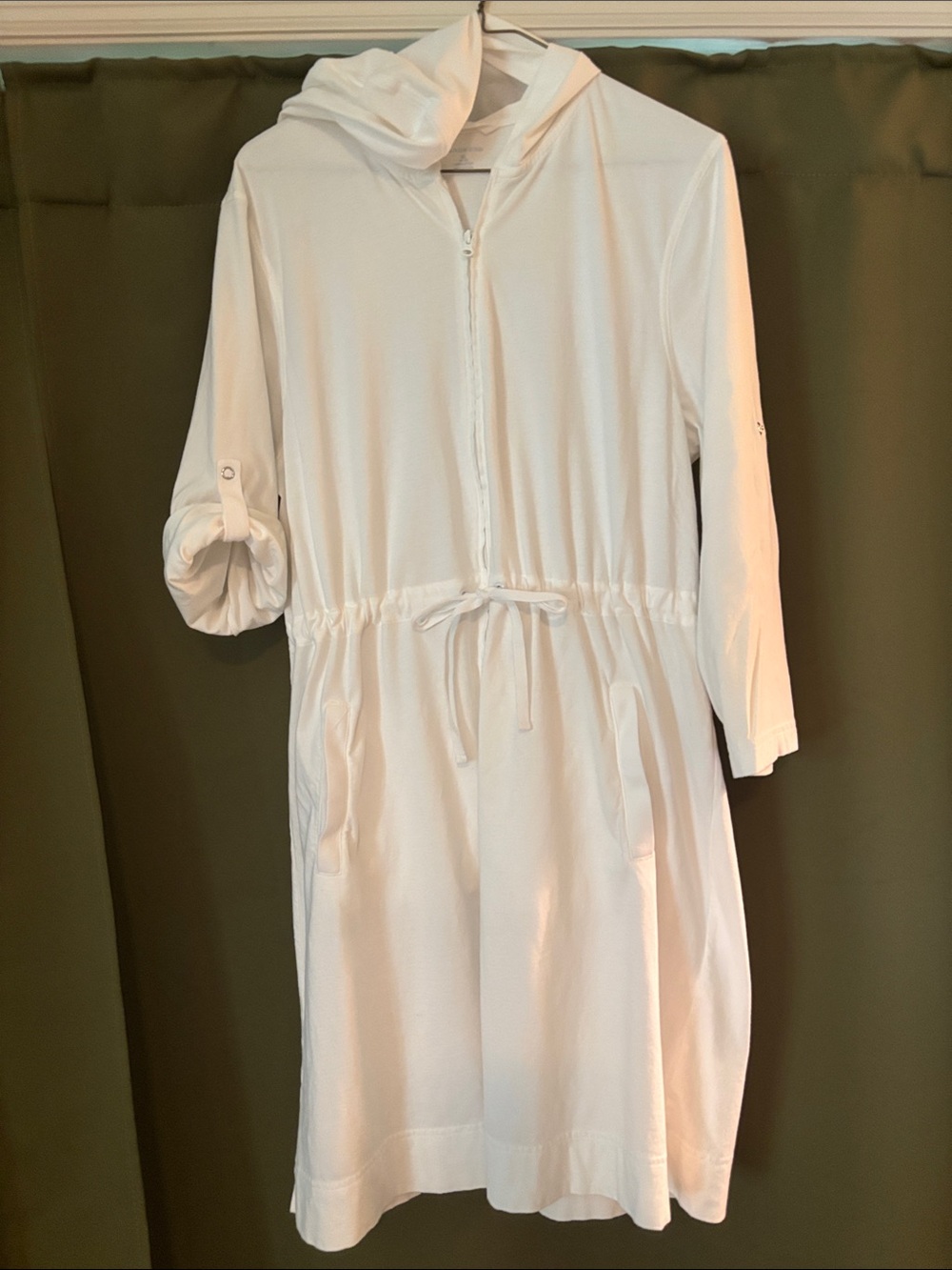 Land’s End White Cotton Hoodie Bathing Suit Cover Up